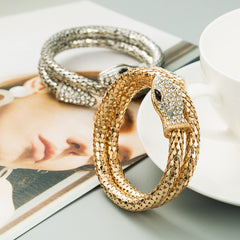 Snake-shaped Winding Bracelets Alloy With Rhinestone Color