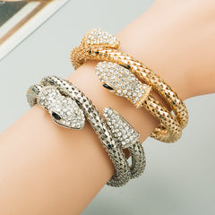 Snake-shaped Winding Bracelets Alloy With Rhinestone Color