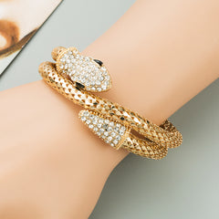 Snake-shaped Winding Bracelets Alloy With Rhinestone Color