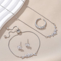 Elegant Zircon Flower Jewelry Set