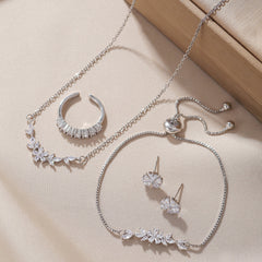Elegant Zircon Flower Jewelry Set