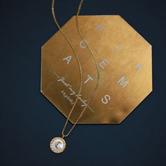 Titanium Steel No Fading White Shell Round Brand Moon Pendant